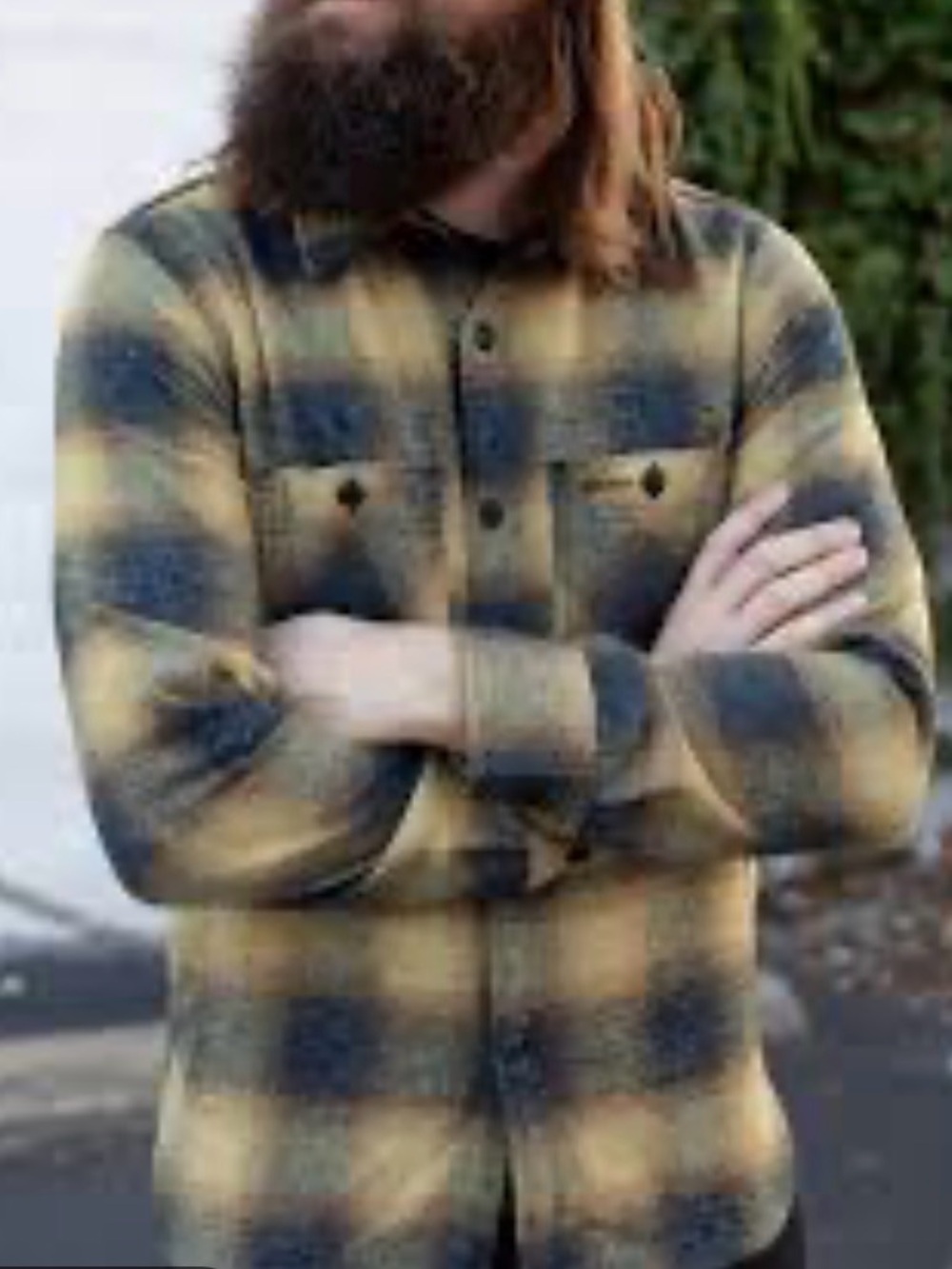 Victory Outfitters Black, Olive & Cream Ombré Plaid Flannel - Size L